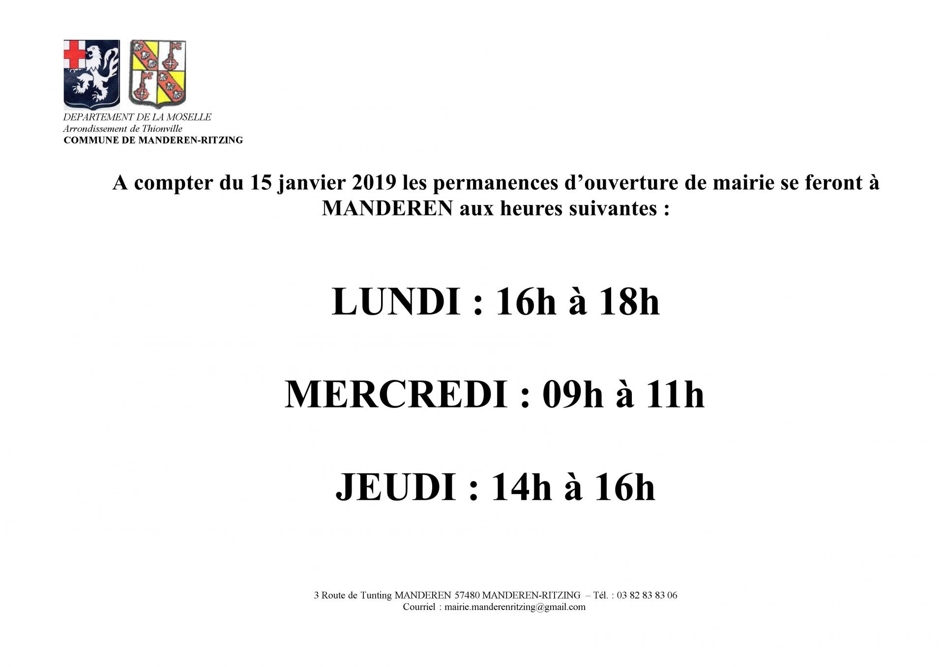 Horaires mairie 2